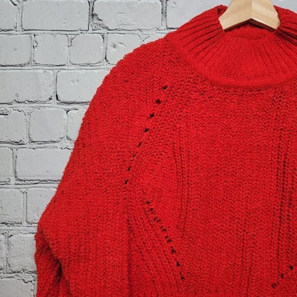 Double Zero Red Knit Crochet Cropped Sweater Top Size XL - Picture 2 of 10
